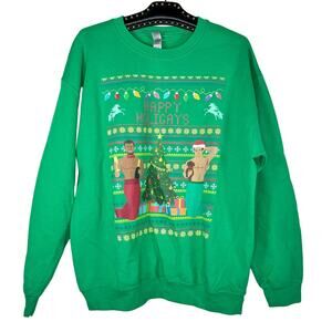 Gildan Happy Holigays Christmas Sweatshirt Large NWOT LGBTQ